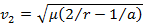 v2=sqrt(mu(2/r-1/a))